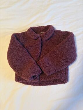 Baby Sherpa Jacket 18-24M Mauve Teddy Coat Cozy Fleece